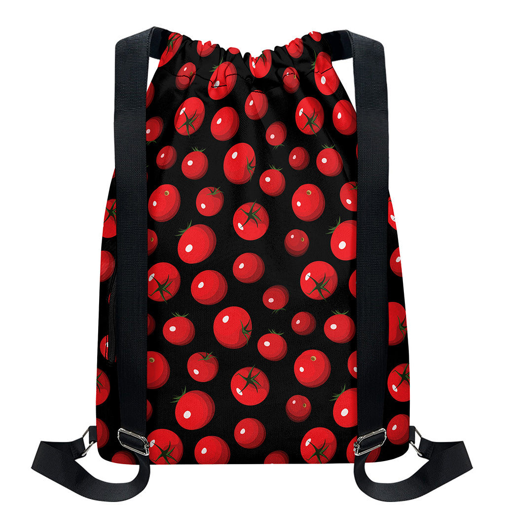 Red Tomato Pattern Print Drawstring Backpack