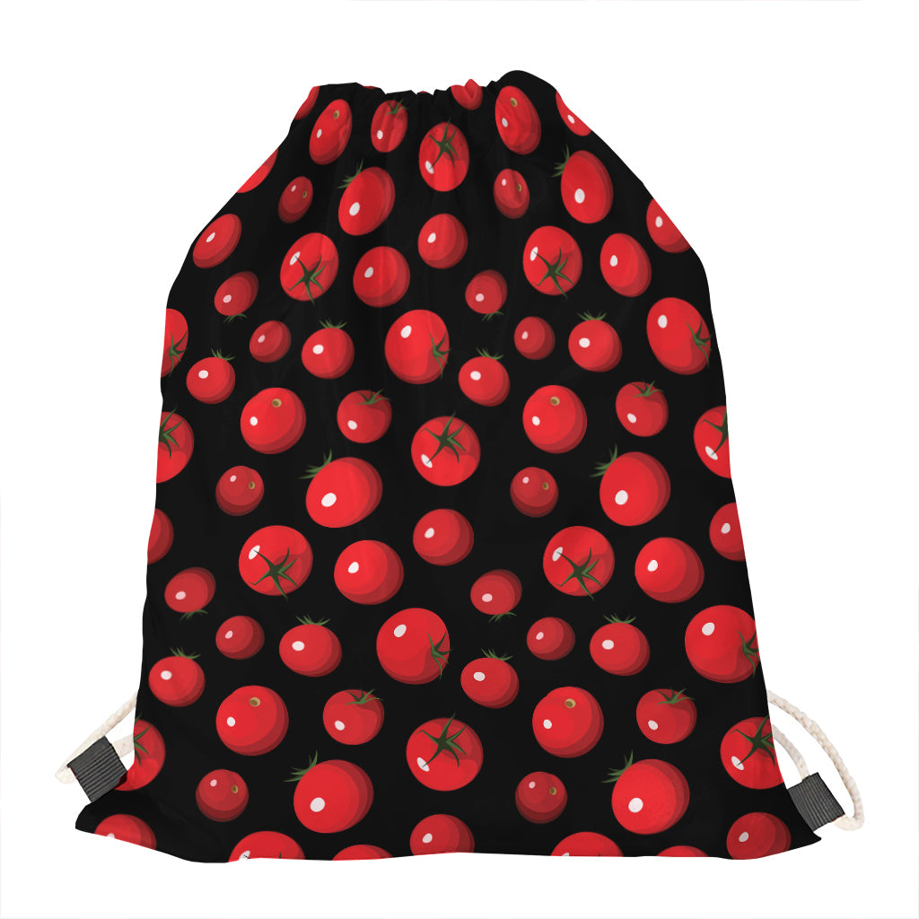 Red Tomato Pattern Print Drawstring Bag