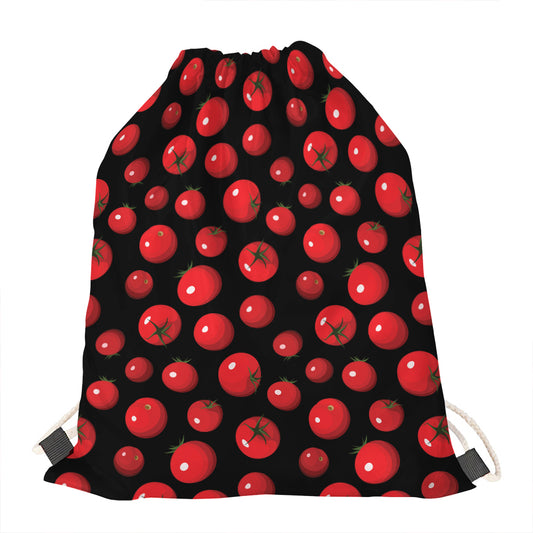 Red Tomato Pattern Print Drawstring Bag