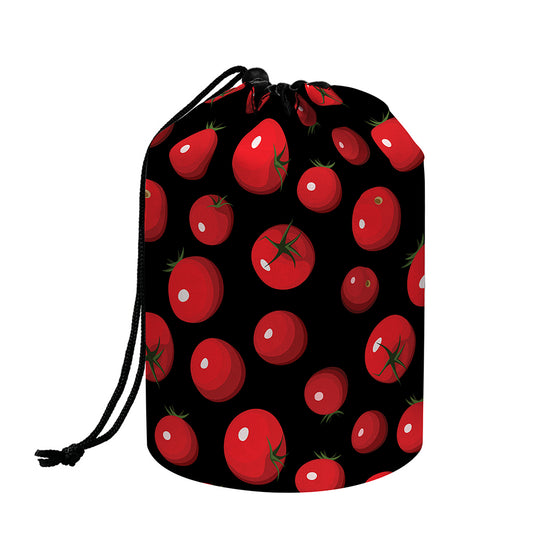 Red Tomato Pattern Print Drawstring Makeup Bag