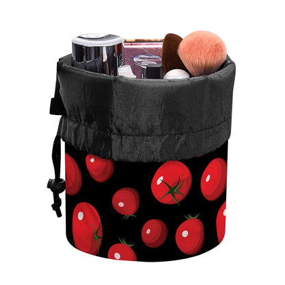 Red Tomato Pattern Print Drawstring Makeup Bag