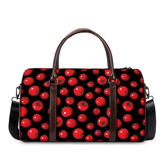 Red Tomato Pattern Print Duffle Bag