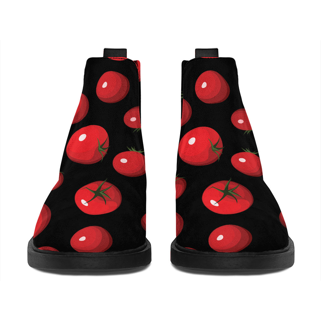 Red Tomato Pattern Print Flat Ankle Boots