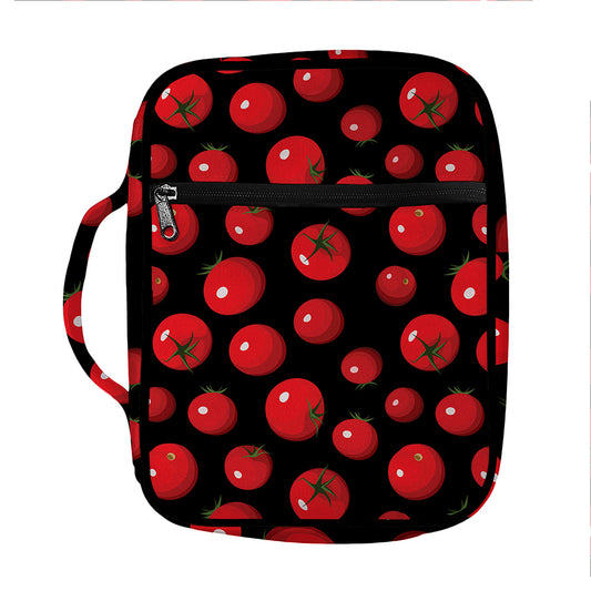 Red Tomato Pattern Print Front Pocket Bible Bag