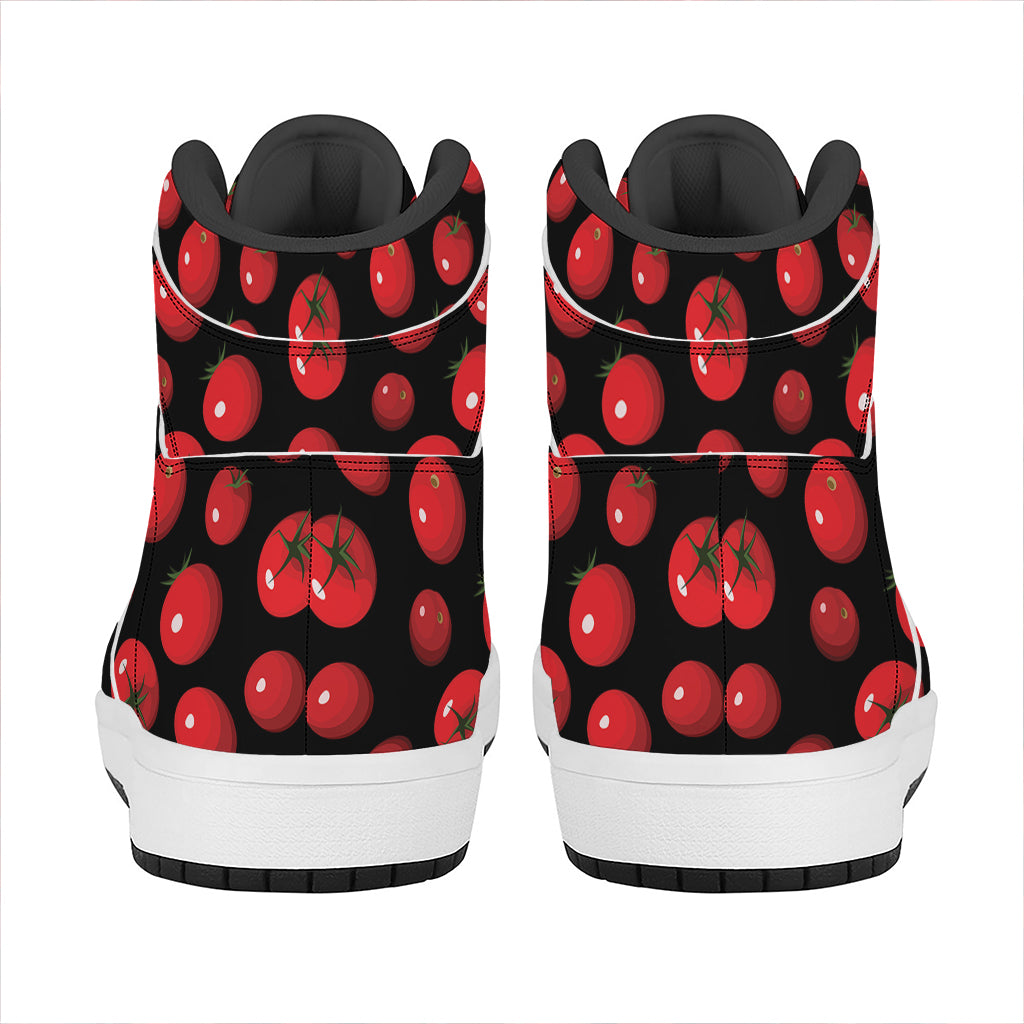 Red Tomato Pattern Print High Top Leather Sneakers