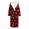 Red Tomato Pattern Print Hooded Bathrobe