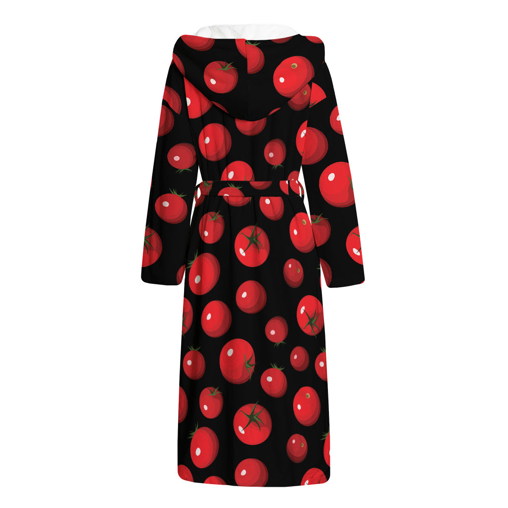 Red Tomato Pattern Print Hooded Bathrobe