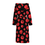 Red Tomato Pattern Print Hooded Bathrobe