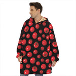 Red Tomato Pattern Print Hoodie Blanket