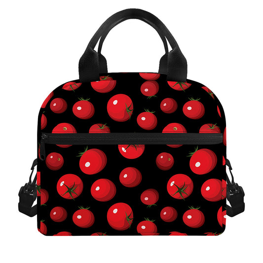 Red Tomato Pattern Print Insulated Lunch Bag