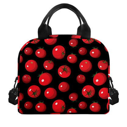 Red Tomato Pattern Print Insulated Lunch Bag