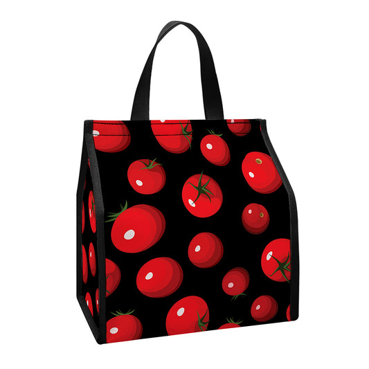 Red Tomato Pattern Print Insulated Lunch Tote