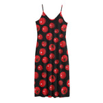 Red Tomato Pattern Print Jersey Midi Cami Dress