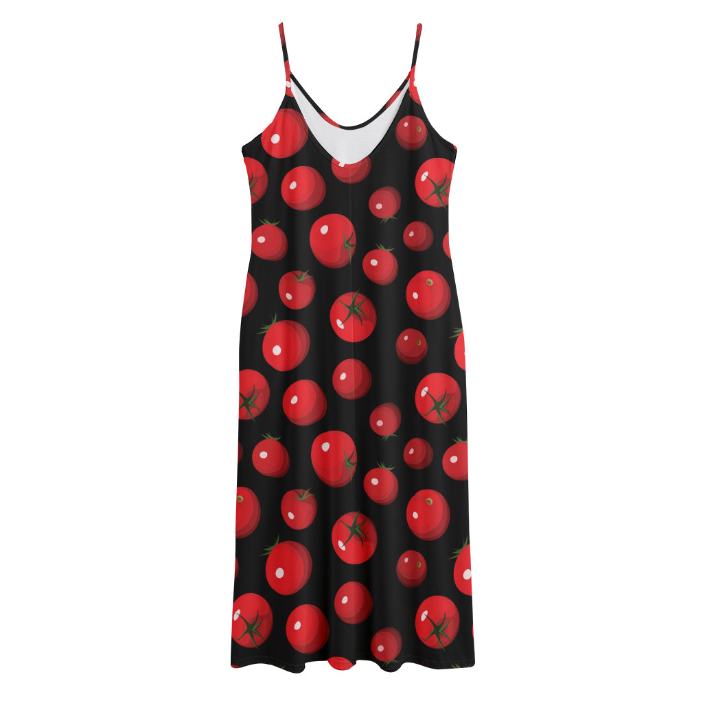 Red Tomato Pattern Print Jersey Midi Cami Dress