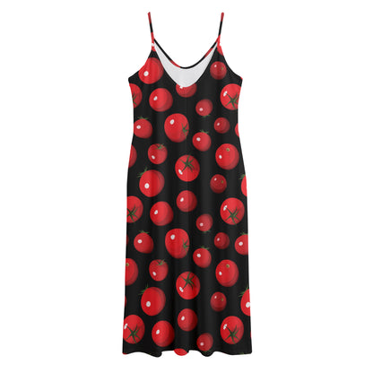 Red Tomato Pattern Print Jersey Midi Cami Dress