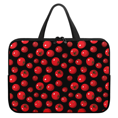 Red Tomato Pattern Print Laptop Sleeve With Handle