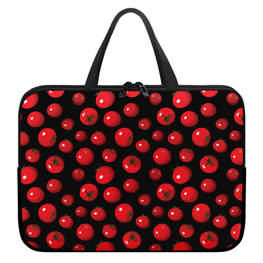 Red Tomato Pattern Print Laptop Sleeve With Handle