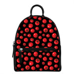Red Tomato Pattern Print Leather Backpack