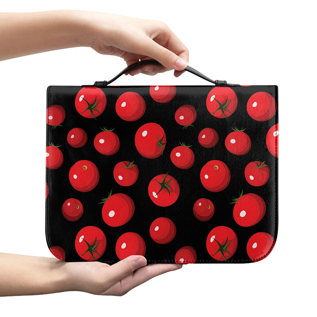 Red Tomato Pattern Print Leather Bible Cover