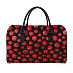 Red Tomato Pattern Print Leather Duffle Bag