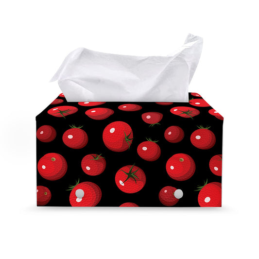 Red Tomato Pattern Print Leather Tissue Box Cover
