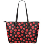 Red Tomato Pattern Print Leather Tote Bag