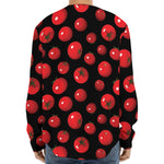 Red Tomato Pattern Print Long Sleeve Baseball Jersey
