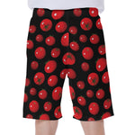 Red Tomato Pattern Print Men's Beach Shorts