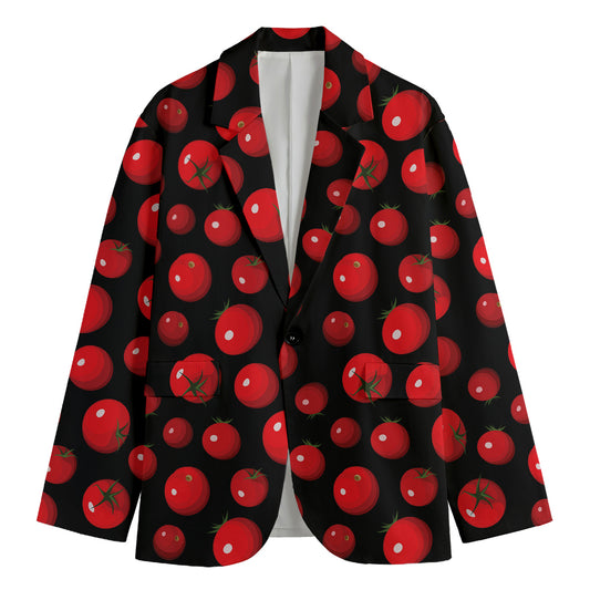 Red Tomato Pattern Print Men's Cotton Blazer