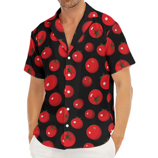 Red Tomato Pattern Print Men's Deep V-Neck Shirt