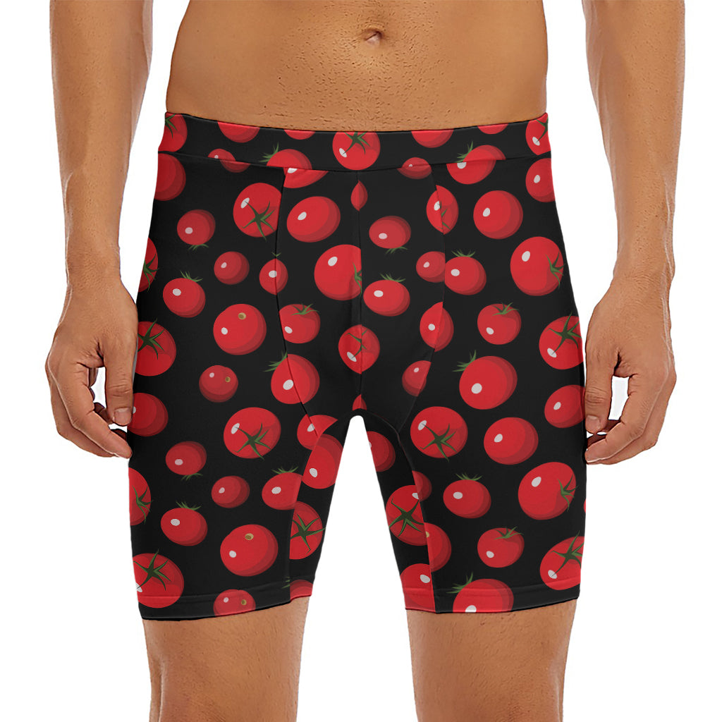 Red Tomato Pattern Print Men's Long Boxer Briefs