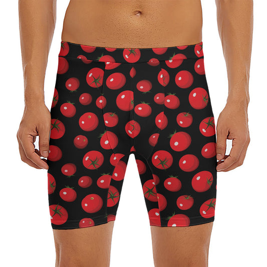 Red Tomato Pattern Print Men's Long Boxer Briefs