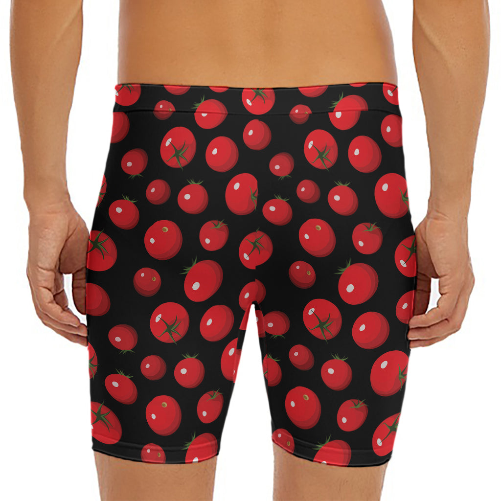 Red Tomato Pattern Print Men's Long Boxer Briefs