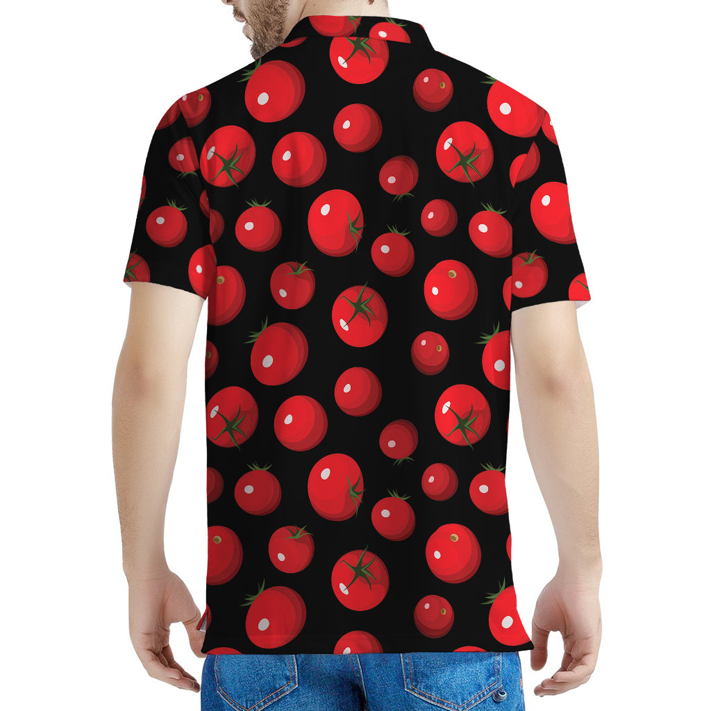 Red Tomato Pattern Print Men's Polo Shirt