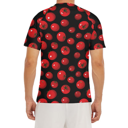 Red Tomato Pattern Print Men's Short Sleeve Rash Guard
