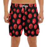 Red Tomato Pattern Print Men's Split Running Shorts
