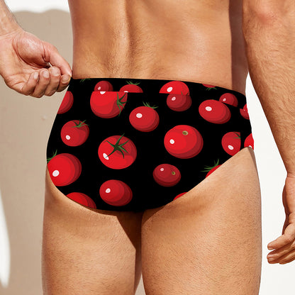 Red Tomato Pattern Print Men's Swim Briefs