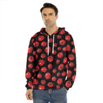 Red Tomato Pattern Print Men's Velvet Pullover Hoodie