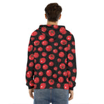 Red Tomato Pattern Print Men's Velvet Pullover Hoodie