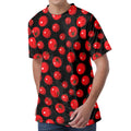 Red Tomato Pattern Print Men's Velvet T-Shirt