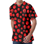 Red Tomato Pattern Print Men's Velvet T-Shirt