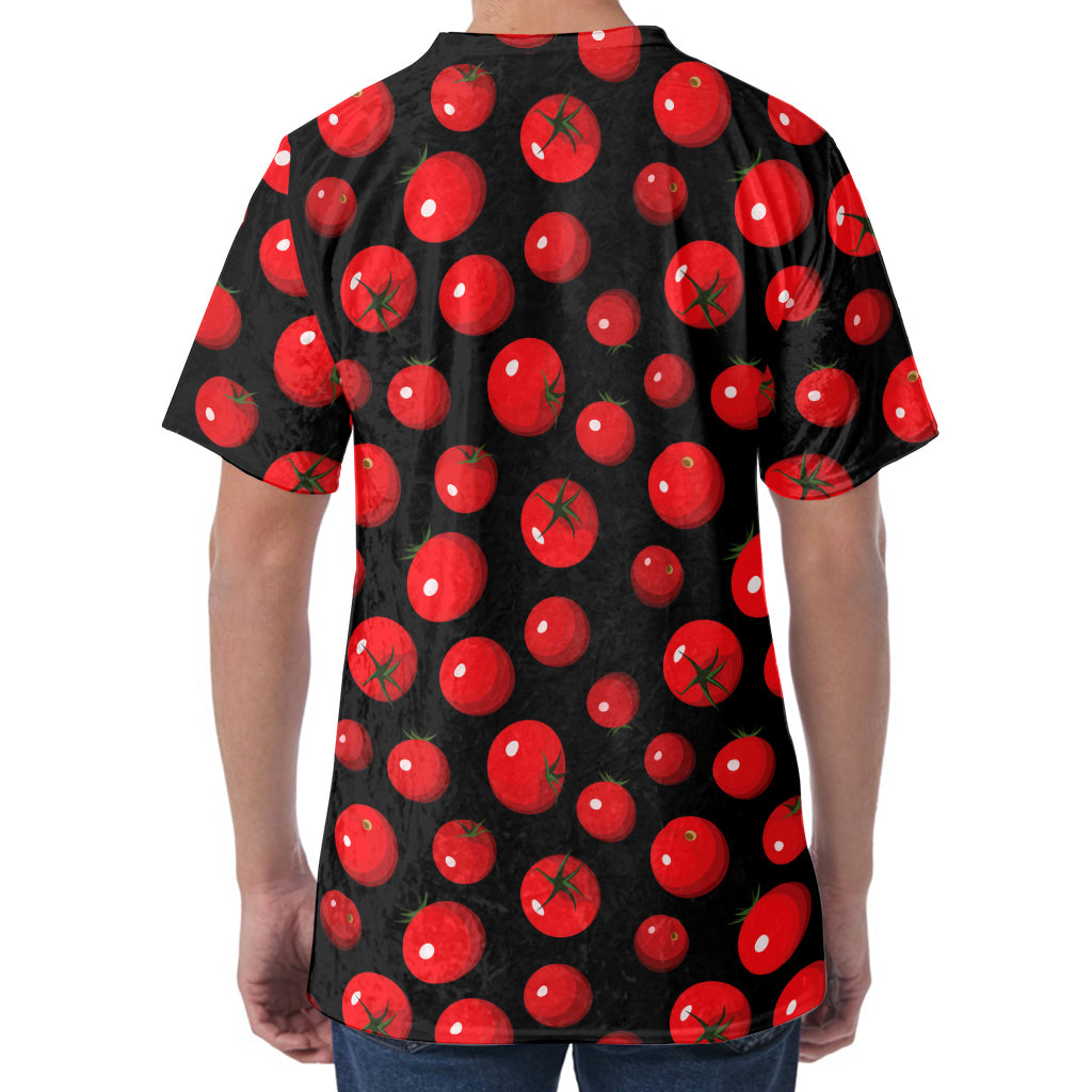 Red Tomato Pattern Print Men's Velvet T-Shirt