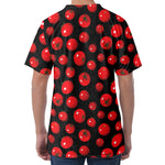 Red Tomato Pattern Print Men's Velvet T-Shirt