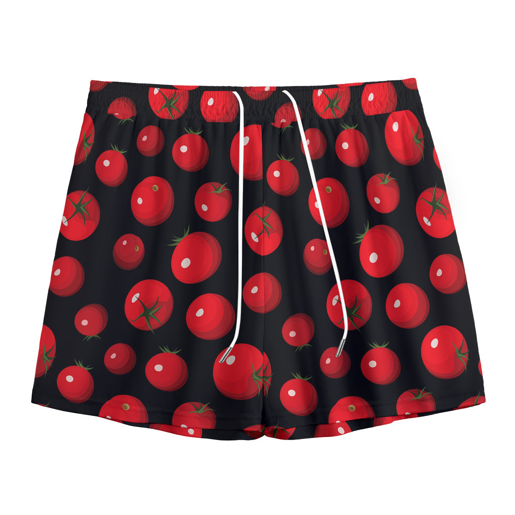 Red Tomato Pattern Print Mesh Shorts
