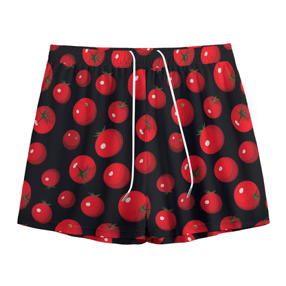 Red Tomato Pattern Print Mesh Shorts