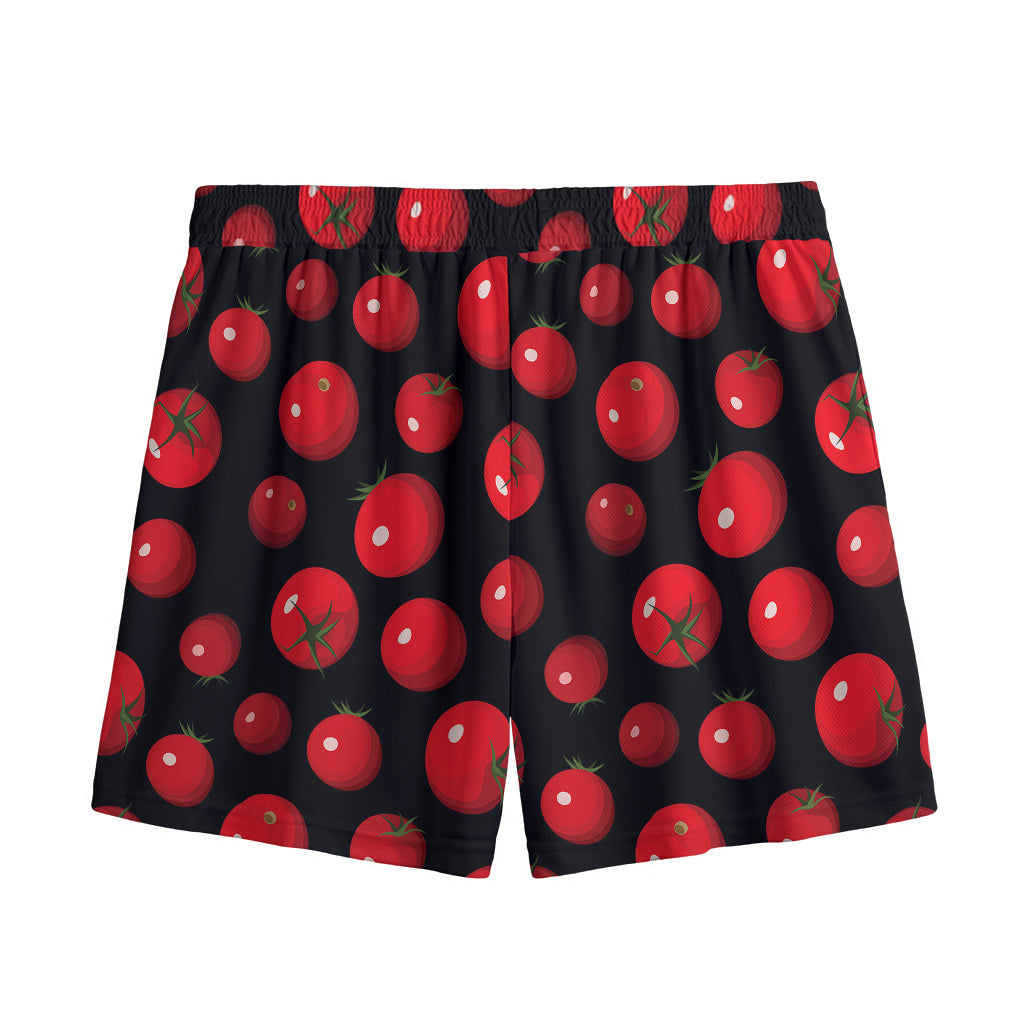 Red Tomato Pattern Print Mesh Shorts