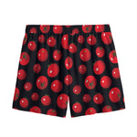 Red Tomato Pattern Print Mesh Shorts