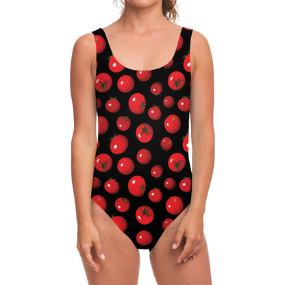 Red Tomato Pattern Print One Piece Swimsuit