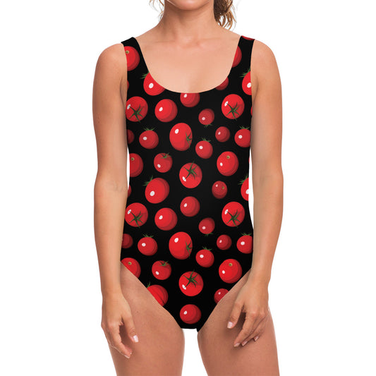 Red Tomato Pattern Print One Piece Swimsuit