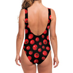 Red Tomato Pattern Print One Piece Swimsuit